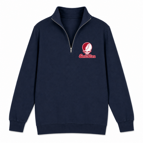 Santa Clara Stealie Premium Unisex Quarter-Zip — Design: Santa Clara University — Navy