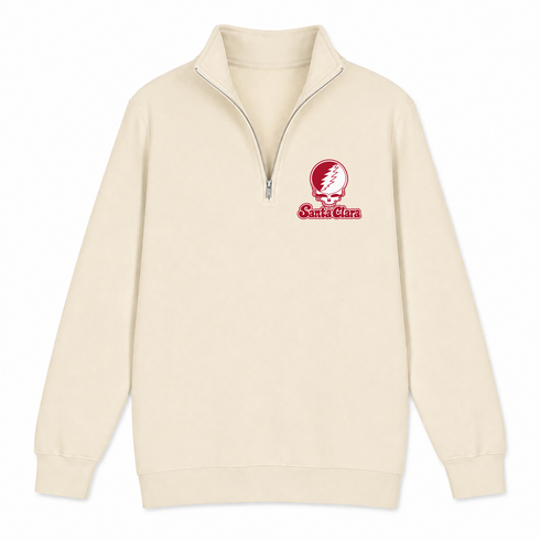Santa Clara Stealie Premium Unisex Quarter-Zip — Design: Santa Clara University — Sand