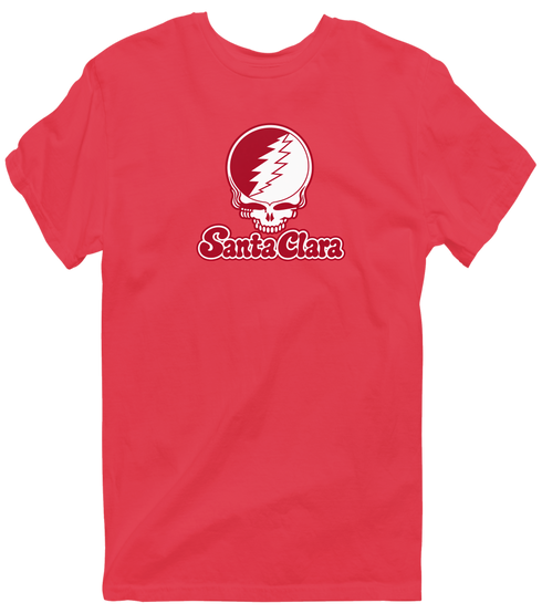 Santa Clara Stealie Premium Unisex T-Shirt — Design: Santa Clara University — Heather Red