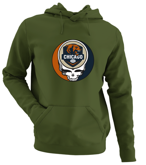 Chicago Football - Premium Grateful Dead Hoodie - Military Green - 7