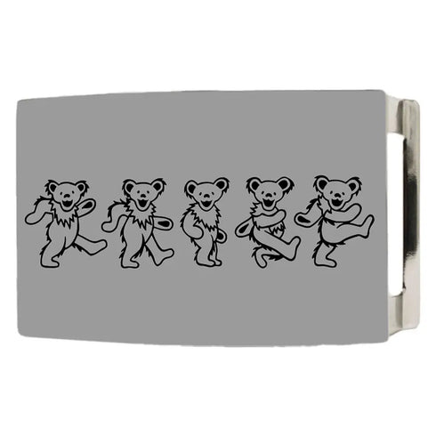 Grateful Dead - Dancing Bears Rock Star Buckle - Brushed Silver - StealieShop