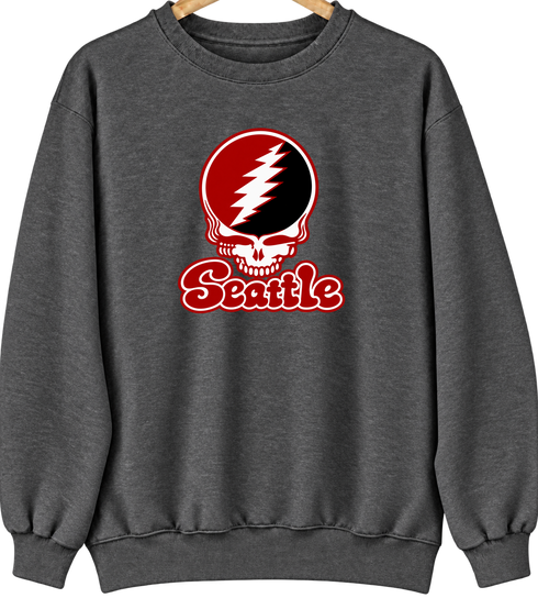 Seattle Stealie Premium Unisex Crewneck — Design: Seattle University — Dark Heather
