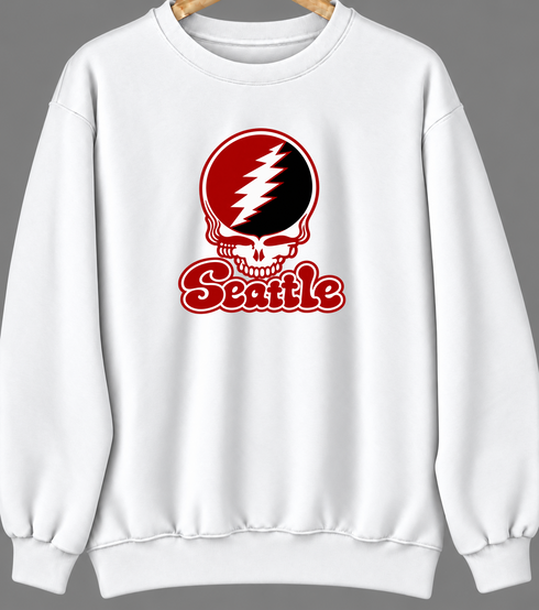 Seattle Stealie Premium Unisex Crewneck — Design: Seattle University — White