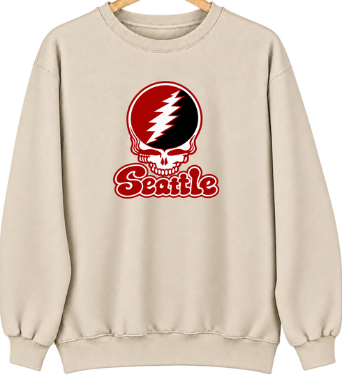 Seattle Stealie Premium Unisex Crewneck — Design: Seattle University — Sand