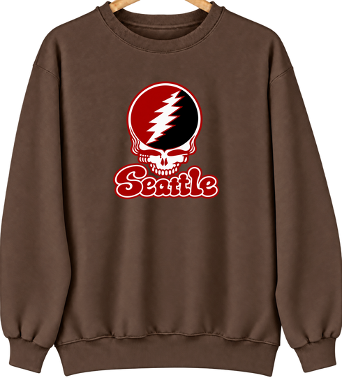 Seattle Stealie Premium Unisex Crewneck — Design: Seattle University — Brown