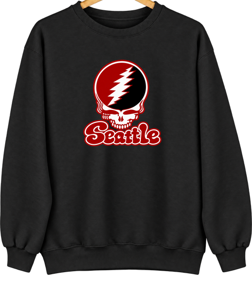 Seattle Stealie Premium Unisex Crewneck — Design: Seattle University — Black