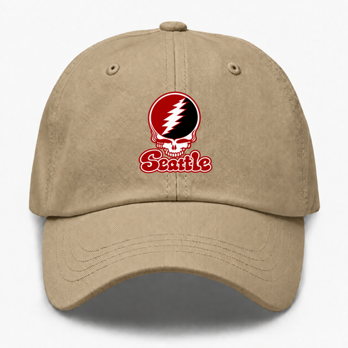 Seattle Stealie Premium Unisex Dad Hat — Design: Seattle University — Khaki