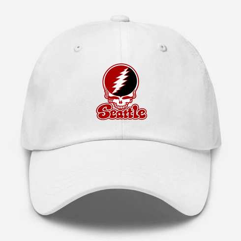 Seattle Stealie Premium Unisex Dad Hat — Design: Seattle University — White