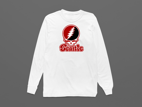 Seattle Stealie Premium Unisex Long-Sleeve — Design: Seattle University — White