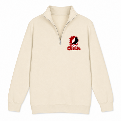 Seattle Stealie Premium Unisex Quarter-Zip — Design: Seattle University — Sand