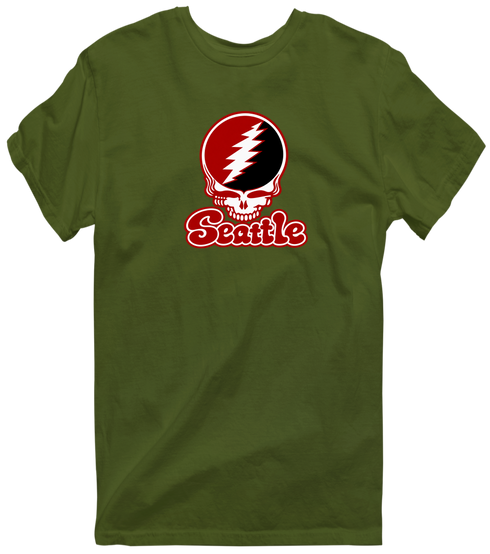Seattle Stealie Premium Unisex T-Shirt — Design: Seattle University — Military Green