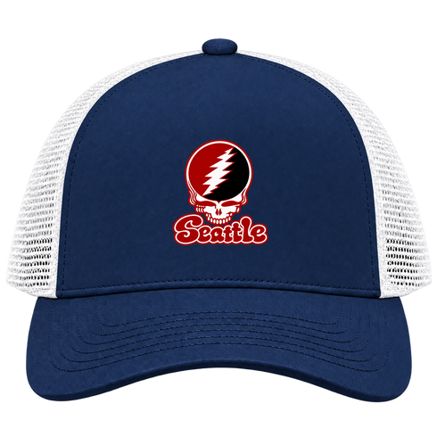 Seattle Stealie Premium Unisex Trucker Cap — Design: Seattle University — Navy/White