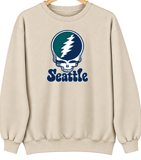 Seattle Baseball Stealie Grateful Dead Crewneck — Seattle Mariners — Sand