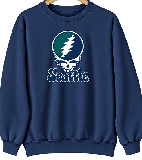 Seattle Baseball Stealie Grateful Dead Crewneck — Seattle Mariners — Navy