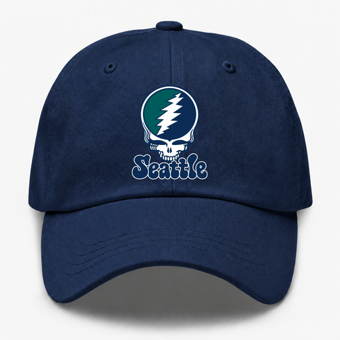 Seattle Baseball Stealie Grateful Dead Dad Hat — Seattle Mariners — Navy