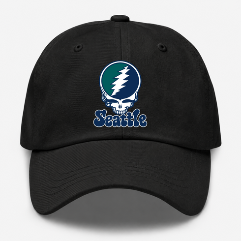 Seattle Baseball Stealie Grateful Dead Dad Hat — Seattle Mariners — Black