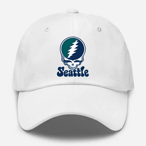 Seattle Baseball Stealie Grateful Dead Dad Hat — Seattle Mariners — White