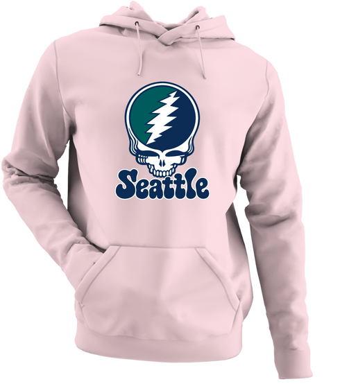 Seattle Baseball Stealie Grateful Dead Hoodie — Seattle Mariners — Light Pink