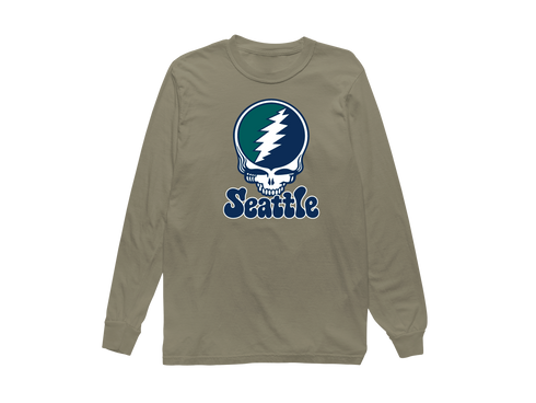 Seattle Baseball Stealie Grateful Dead Long-Sleeve — Seattle Mariners — Sandstone
