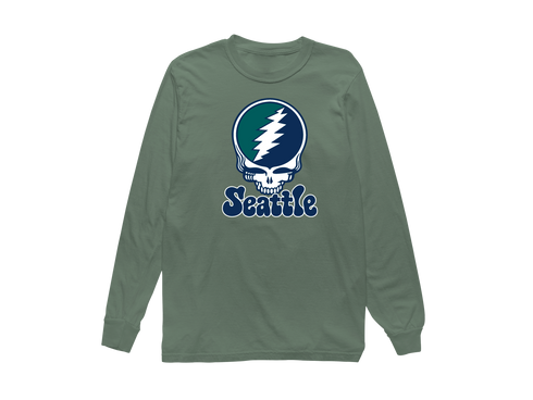 Seattle Baseball Stealie Grateful Dead Long-Sleeve — Seattle Mariners — Light Green