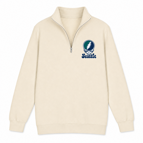Seattle Baseball Stealie Grateful Dead Quarter-Zip — Seattle Mariners — Sand