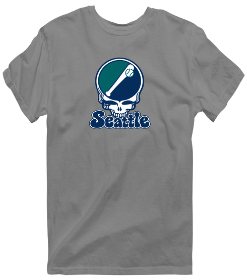 Seattle Baseball Stealie Grateful Dead T-Shirt — Seattle Mariners — Dark Heather