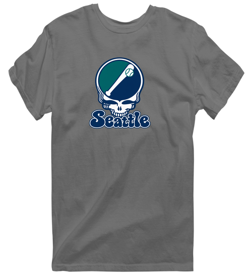 Seattle Baseball Stealie Grateful Dead T-Shirt — Seattle Mariners — Charcoal