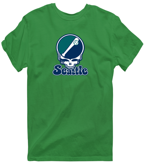 Seattle Baseball Stealie Grateful Dead T-Shirt — Seattle Mariners — Irish Green