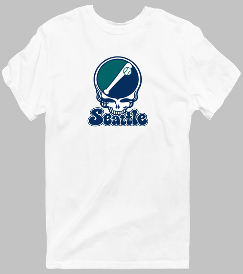 Seattle Baseball Stealie Grateful Dead T-Shirt — Seattle Mariners — White