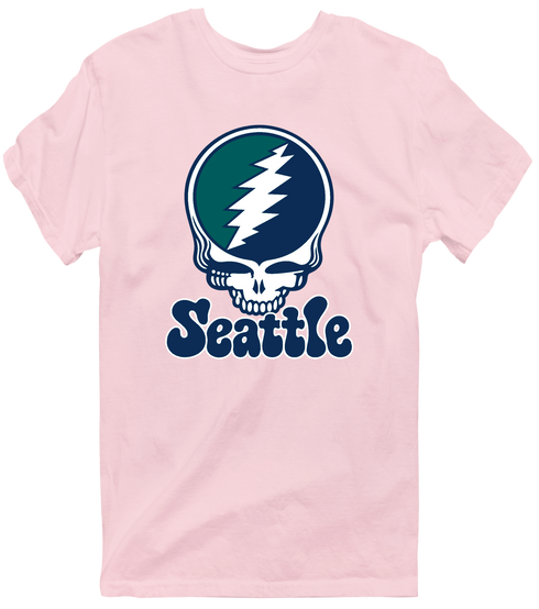 Seattle Baseball Stealie Grateful Dead T-Shirt — Seattle Mariners — Light Pink