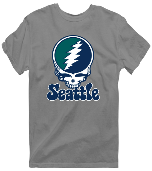 Seattle Baseball Stealie Grateful Dead T-Shirt — Seattle Mariners — Dark Heather