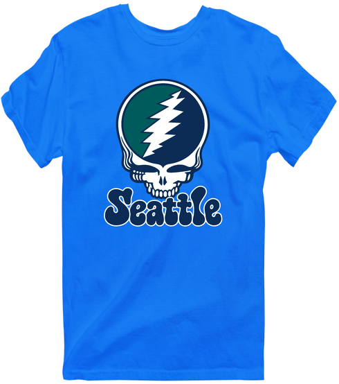 Seattle Baseball Stealie Grateful Dead T-Shirt — Seattle Mariners — Royal