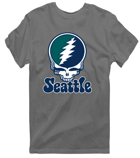 Seattle Baseball Stealie Grateful Dead T-Shirt — Seattle Mariners — Charcoal