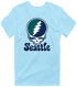 Seattle Baseball Stealie Grateful Dead T-Shirt — Seattle Mariners — Light Blue