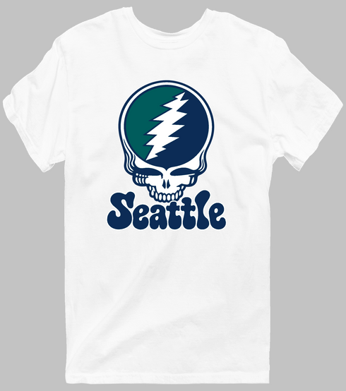 Seattle Baseball Stealie Grateful Dead T-Shirt — Seattle Mariners — White