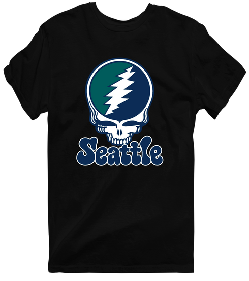 Seattle Baseball Stealie Grateful Dead T-Shirt — Seattle Mariners — Black