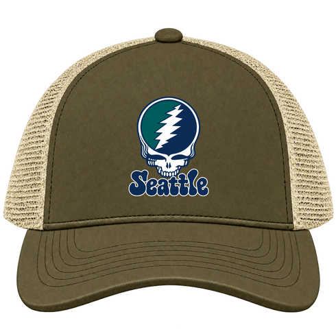 Seattle Baseball Stealie Grateful Dead Trucker Cap — Seattle Mariners — Moss/Khaki