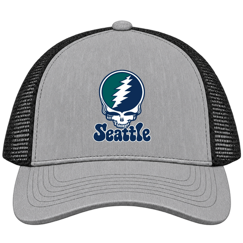Seattle Baseball Stealie Grateful Dead Trucker Cap — Seattle Mariners — Heather Grey/Black
