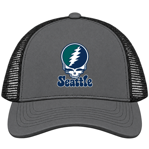 Seattle Baseball Stealie Grateful Dead Trucker Cap — Seattle Mariners — Charcoal/Black