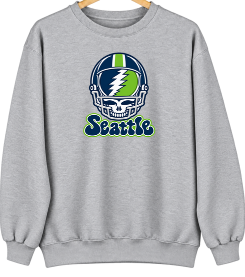 Seattle Helmet Stealie Premium Unisex Crewneck — Seattle Seahawks — Sport Grey