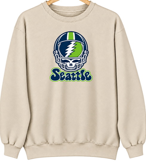 Seattle Helmet Stealie Premium Unisex Crewneck — Seattle Seahawks — Sand