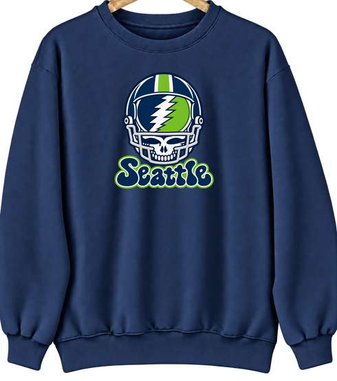 Seattle Helmet Stealie Premium Unisex Crewneck — Seattle Seahawks — Navy