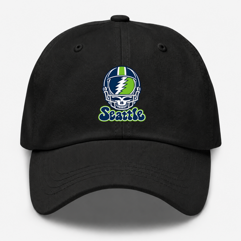 Seattle Helmet Stealie Premium Unisex Dad Hat — Seattle Seahawks — Black