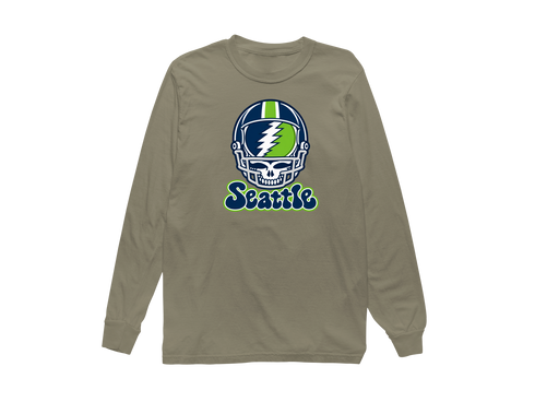 Seattle Helmet Stealie Premium Unisex Long-Sleeve — Seattle Seahawks — Sandstone