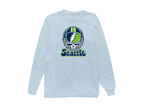 Seattle Helmet Stealie Premium Unisex Long-Sleeve — Seattle Seahawks — Chambray