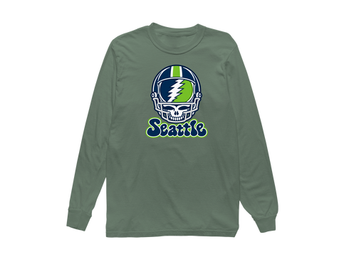 Seattle Helmet Stealie Premium Unisex Long-Sleeve — Seattle Seahawks — Light Green