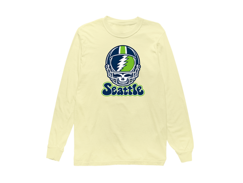 Seattle Helmet Stealie Premium Unisex Long-Sleeve — Seattle Seahawks — Butter