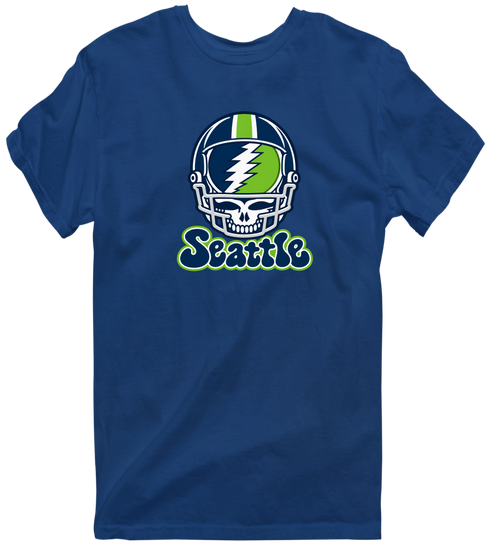 Seattle Helmet Stealie Premium Unisex T-Shirt — Seattle Seahawks — Navy