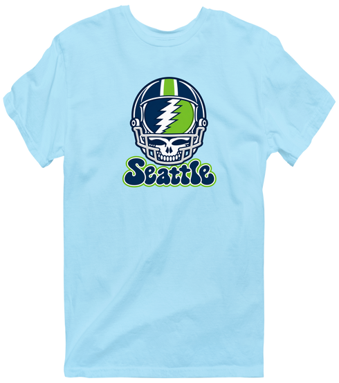 Seattle Helmet Stealie Premium Unisex T-Shirt — Seattle Seahawks — Light Blue