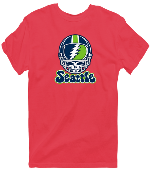 Seattle Helmet Stealie Premium Unisex T-Shirt — Seattle Seahawks — Heather Red